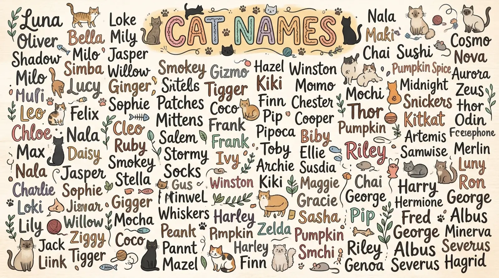 Easy Cat Names 430+ Cat Names That Are Cute, Funny & Unique - Jokeliio.com