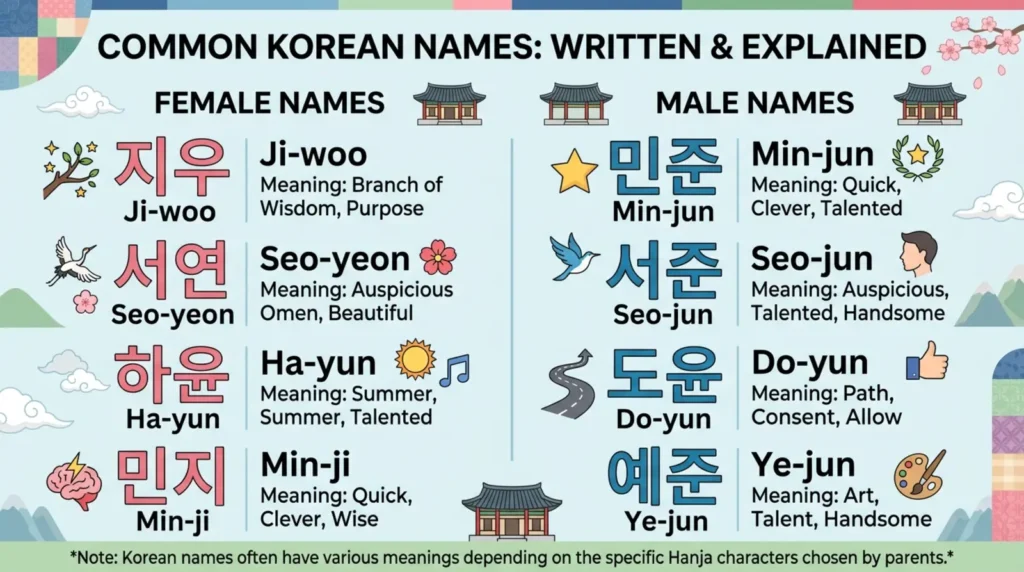korean names in write