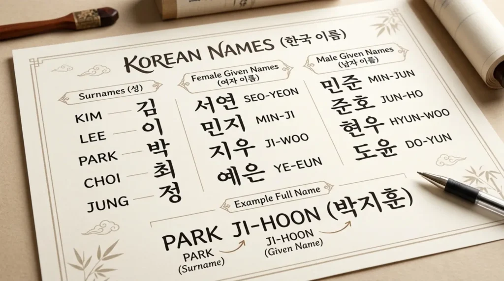 korean names in write